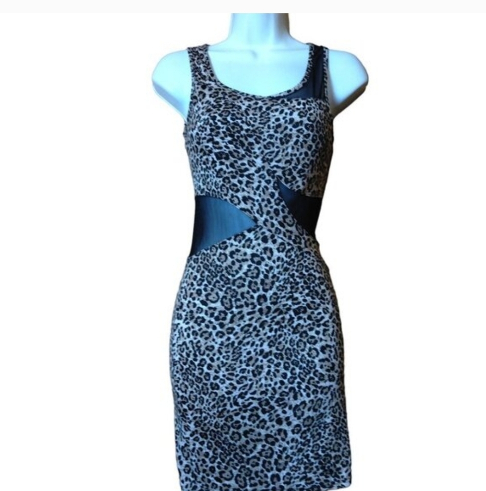 Charlotte Russe Women's XS Sleeveless Leopard Print Nylon Insert Bodycon Dress